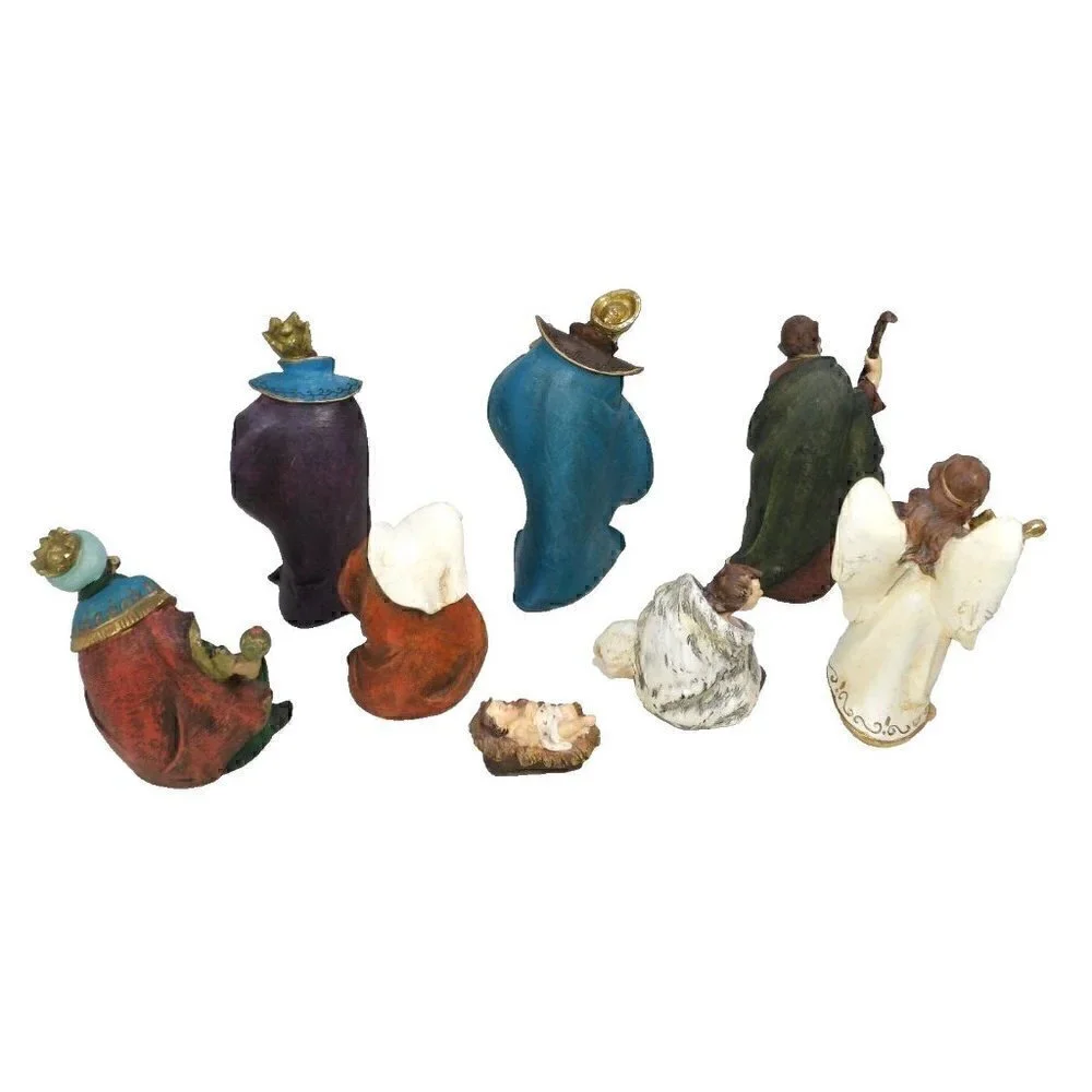 NORTH POLE TRADING CO 8 piece Christmas Nativity set figures approx 2.5 - 10.5
